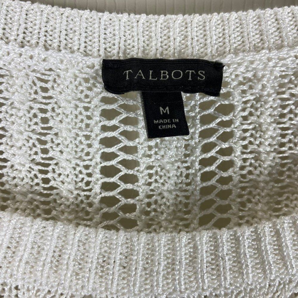 Talbots White 3/4 Sleeve Sweater Boat Neck Size Medium - Picture 7 of 9